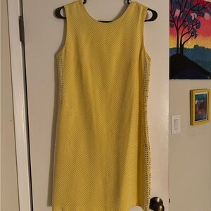 Versace for H&M Yellow Sheath Mini Dress Crew Neck Sleeveless